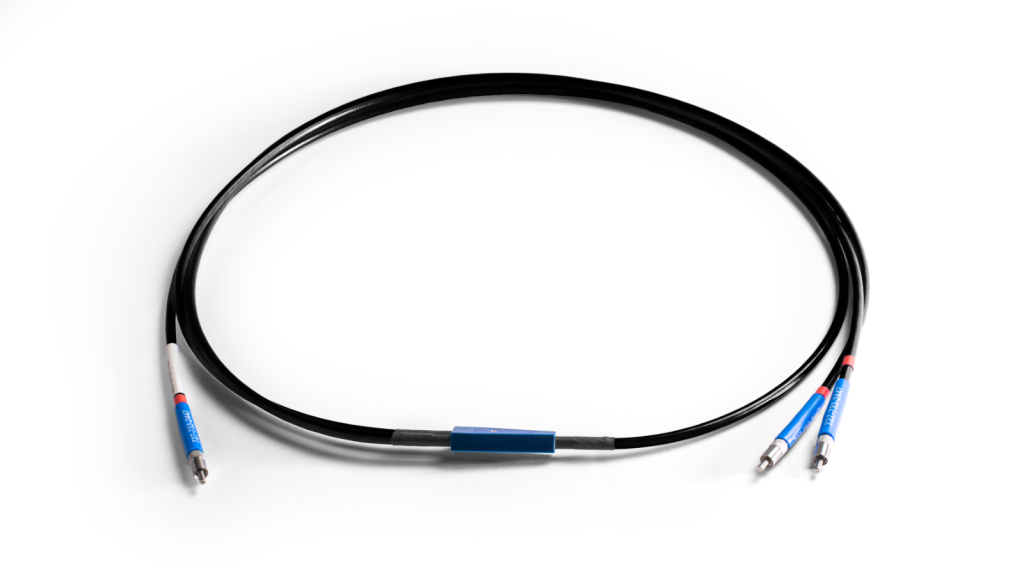 UV-Visible Bifurcated Optical Fiber with 400 µm fiber core size, 2 m long, and silicone-coated steel monocoil jacketing.